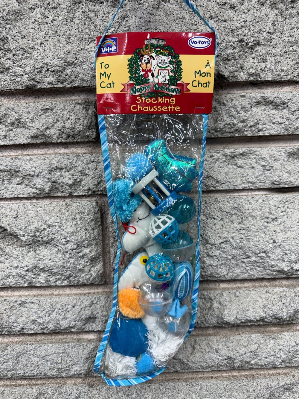 Blue Holiday Cat Toy Stocking Pack